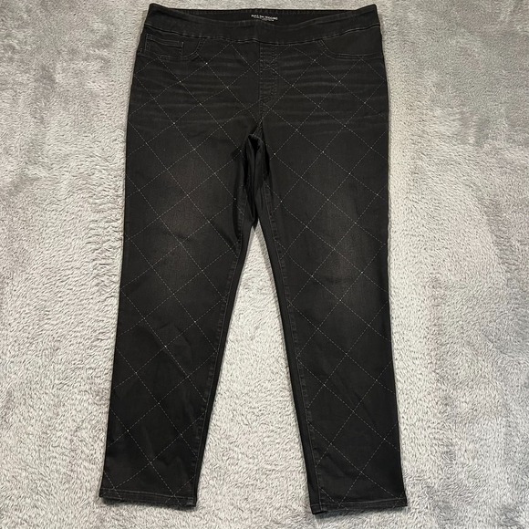 Chico's Pull On Jegging Jeans Women's 18R 3.5R 42x29 Black Check Bling - Picture 1 of 14